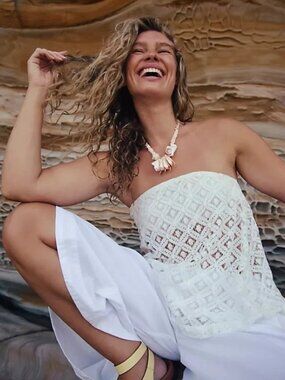 Free People Orion Top Free est Cutwork Tube Neck Embroidered White XS